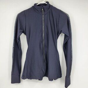 Rhaika‎ London Black Textured Look Zip Up Mesh Panel Women's Zip Up Jacket Small